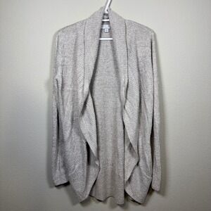 Barefoot Dreams CozyChic Lite Cardigan Drape Front Beige Loungewear M